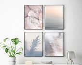 Pastel printable wall art set of 4 prints Gallery wall set Minimalist print set Neutral colors blush pink gray wall art