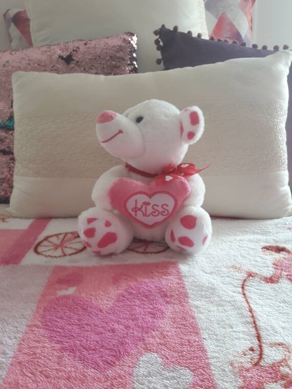 white and pink teddy bear