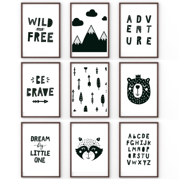 Black White Nursery - Etsy