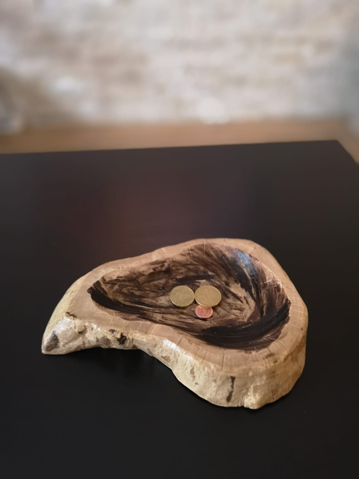 Svuotatasche in Legno Fossile  Antiquariato Oggetti antichi in legno