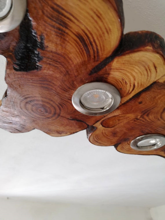 Wooden Chandelier Recycled Three Light Led Spotlights Modern Wood Slices Wooden Ceiling Fixture Designer Chandelier Handmade