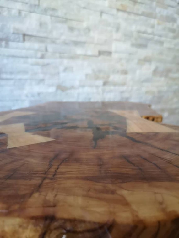 Tavolino Da Caffè In Legno Di Ulivo E Resina Epossidica Con Gambe In Ferro Da 40cm Tavolo Da Salotto Piccolo Tavolo