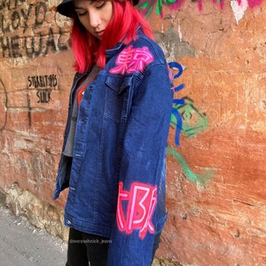 Tokyo jacket, anime jacket, anime jean jacket, anime denim jacket, painted denim jacket, customized jacket, personalized gift, custom gift.