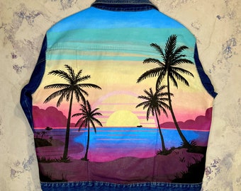 Painted denim jacket, custom jacket, personalized jacket, personalized gift, birthday gift, gift for her, gift for him.