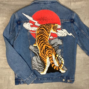Jean jacket with tiger on back store