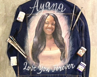 Individuell bemalte Jeansjacke, handbemalte Jacke, benutzerdefinierte Jeansjacke, personalisiertes Geschenk, personalisierte Jacke