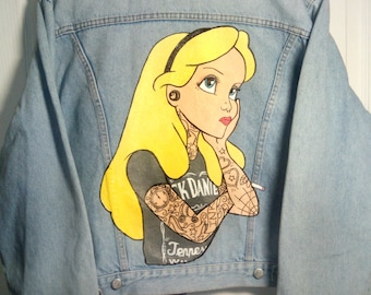 Hand painted jacket, personalized jean jacket, gift for her, birthday gift, unique denim jacket, custom clothing, handmade gift.