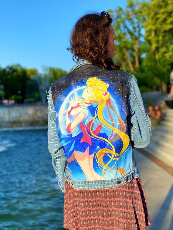 Hand Painted Anime Denim Jacket - Etsy 