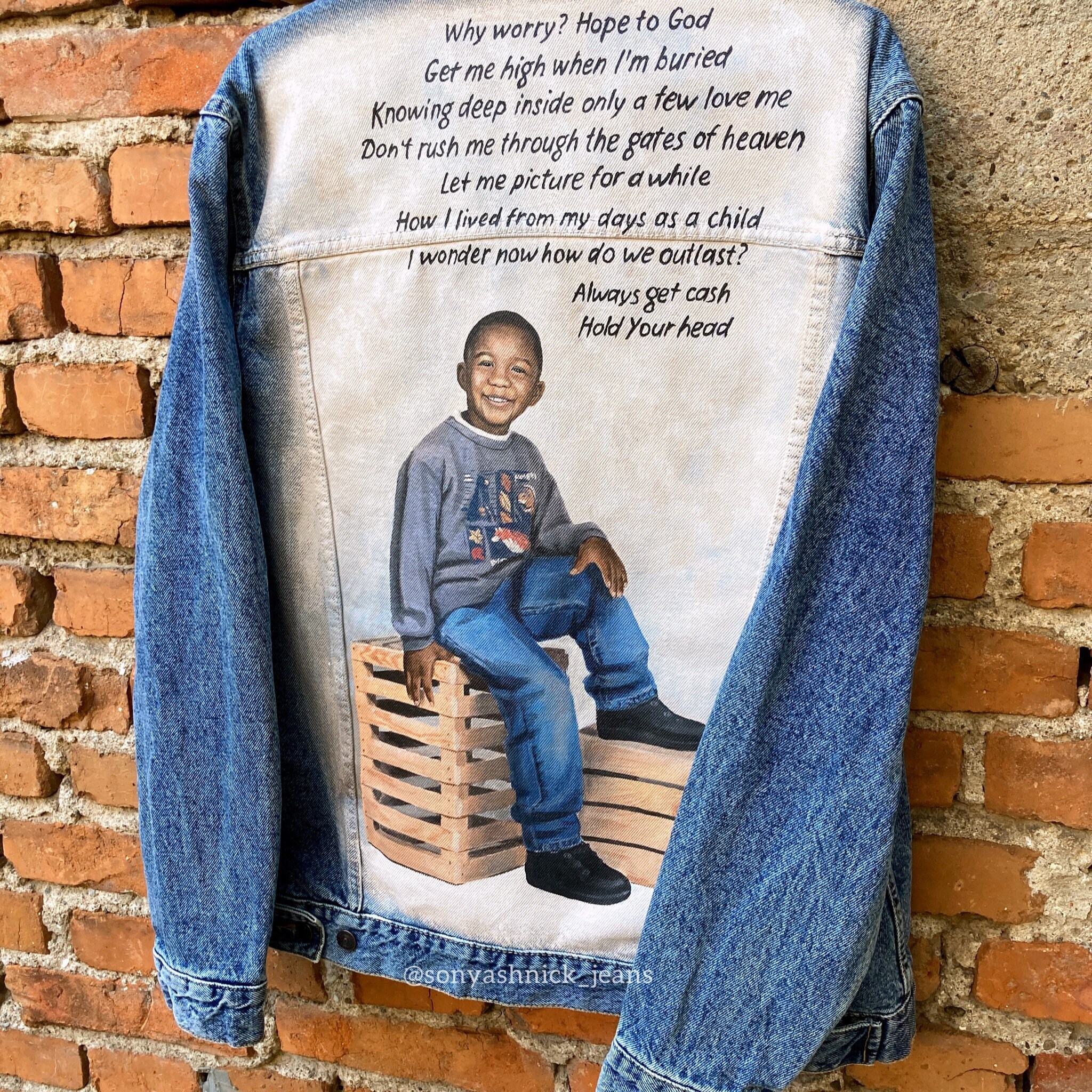 Mid Blue Denim Jacket With Photo Back Print