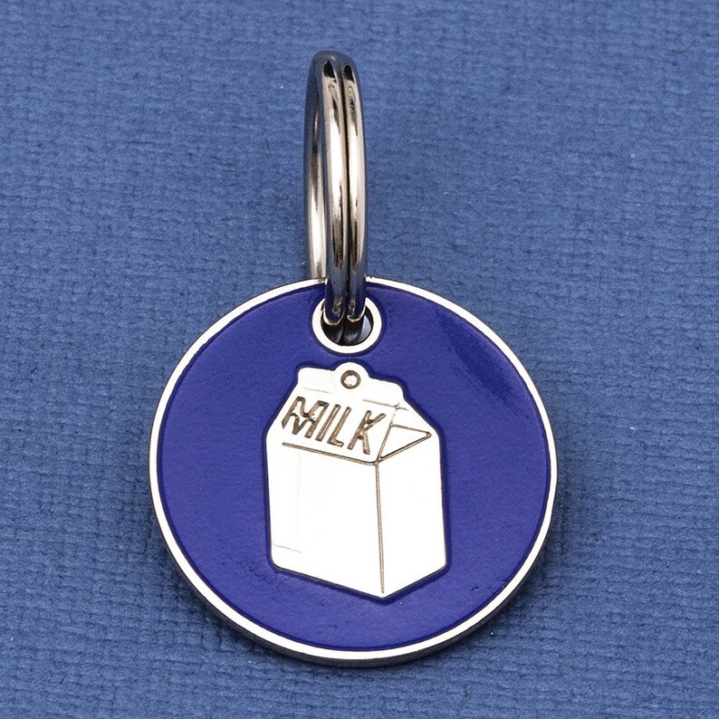 Cat Milk Carton ID Tag Blue