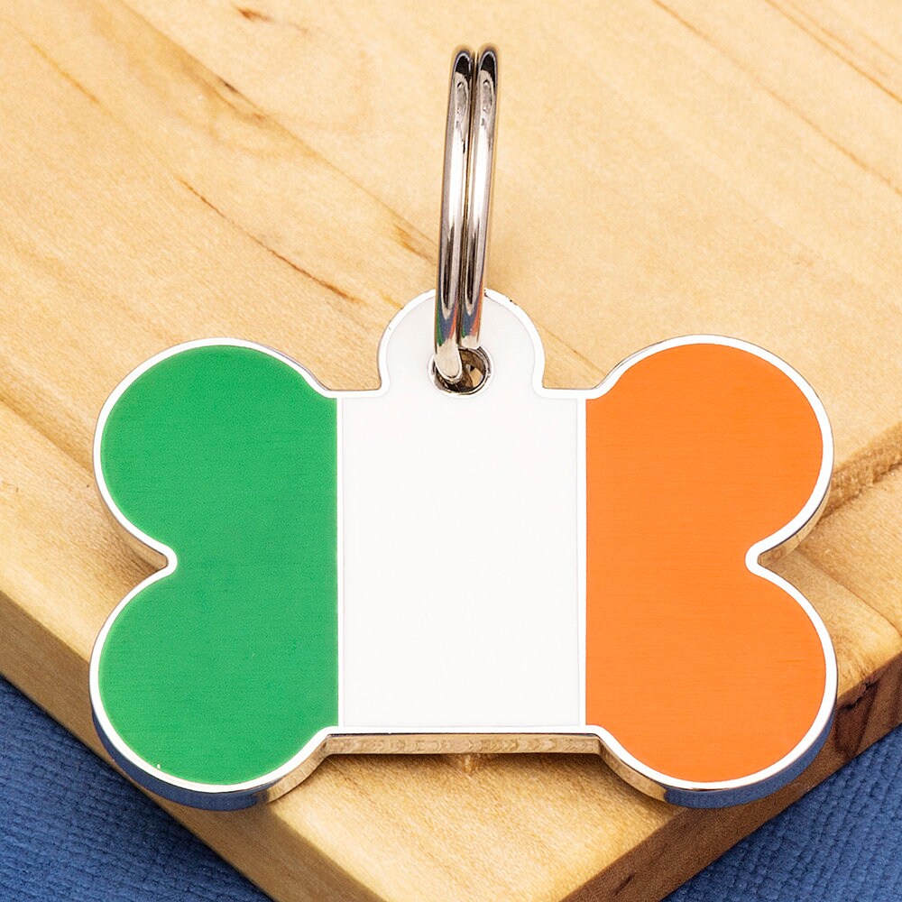 Irish Flag Bone Pet ID Tag Large Dog Tag Irish Dog Id Tag Etsy