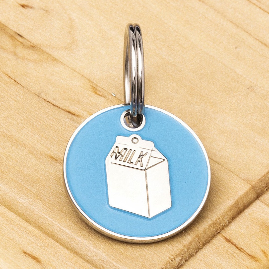 Cat Milk Carton ID Tag Aqua Etsy