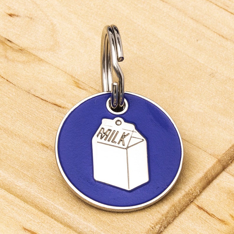 Cat Milk Carton ID Tag Blue