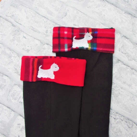 Westie Welly Socks Embroidered Tartan 