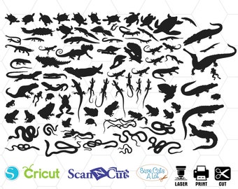 reptiles silhouette svg, lizard svg, snake svg, alligator svg, crocodile svg, animal svg, bundle, gecko svg, turtle svg, die cut file svg