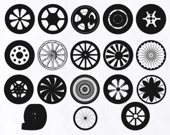 18 Wheels SVG Bundle, Wheel black silhouettes svg, Wheel cricut, Wheel Cutting file, Wheel Clip art, Wheel vector