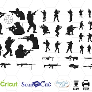 Soldiers Silhouettes svg, Military Clipart, Army Soldiers Clipart, Soldiers SVG, Soldiers Printable, Black Silhouettes, Instant Download svg