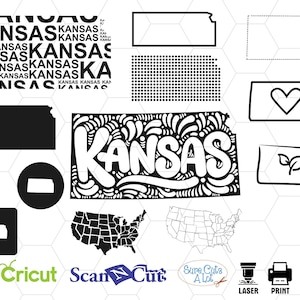 kansas state svg, kansas map svg, us state svg, united state svg, cut file, cameo, silhouette, design, decal, outline, eps, png, jpg, dxf