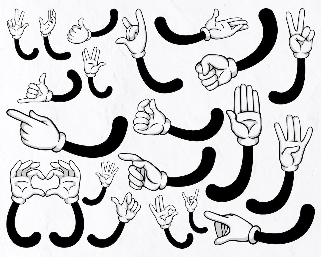 20 Cartoon Hands White Gloves SVG, Gestures Hand SVG, Glove Svg, Ok