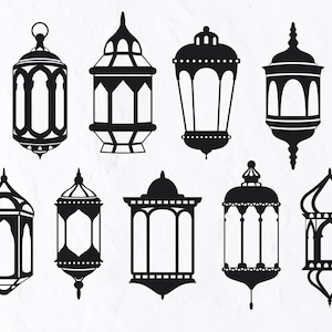 9 Islamitische Lantaarn SVG Bundel, Decoratie, Patroon, Set, Symbool, Papercut, Decor, Decoratieve, Allah, Antieke, Arabische, Arabische, Arabische, Koepel, Eid
