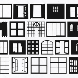21 Fenster SVG Bundle, Fenster schwarz Silhouetten SVG, Fenster cricut, Fenster Schneidedatei, Fenster Clip Art,