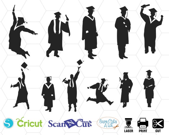Download Graduation Silhouettes Svg Graduate Svg Graduation Cap Svg Etsy