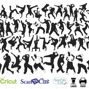 Hip hop dancer pack silhouette svg bundle, hip hop silhouette, artist svg, hip hop cricut, hip hop vector design svg, hip hop dxf, png, eps