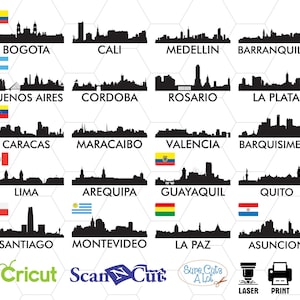 Bogota svg, Cali svg, svg de Medellin, Barranquilla svg, svg de Buenos Aires, Cordoba svg, Rosario svg, svg de La Plata, Caragas svg, svg Maracaibo