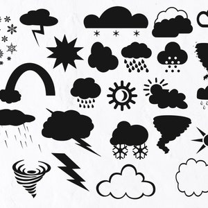 24 Tiempo SVG, Pronóstico, Tiempo, Nube, Cielo, Lluvia, Sol, Nublado, Clima, Vector, Tormenta eléctrica, Soleado, Tormenta, Temperatura, Icono, Nieve