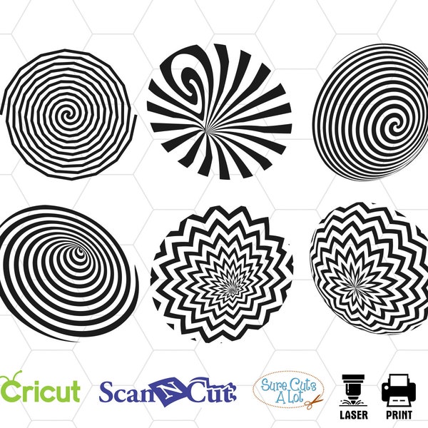Hypnosis svg, paper cutting, template, vinyl, pattern, black and white, spiral, psychology svg, dxf, print, clipart, Hypnosis silhouette