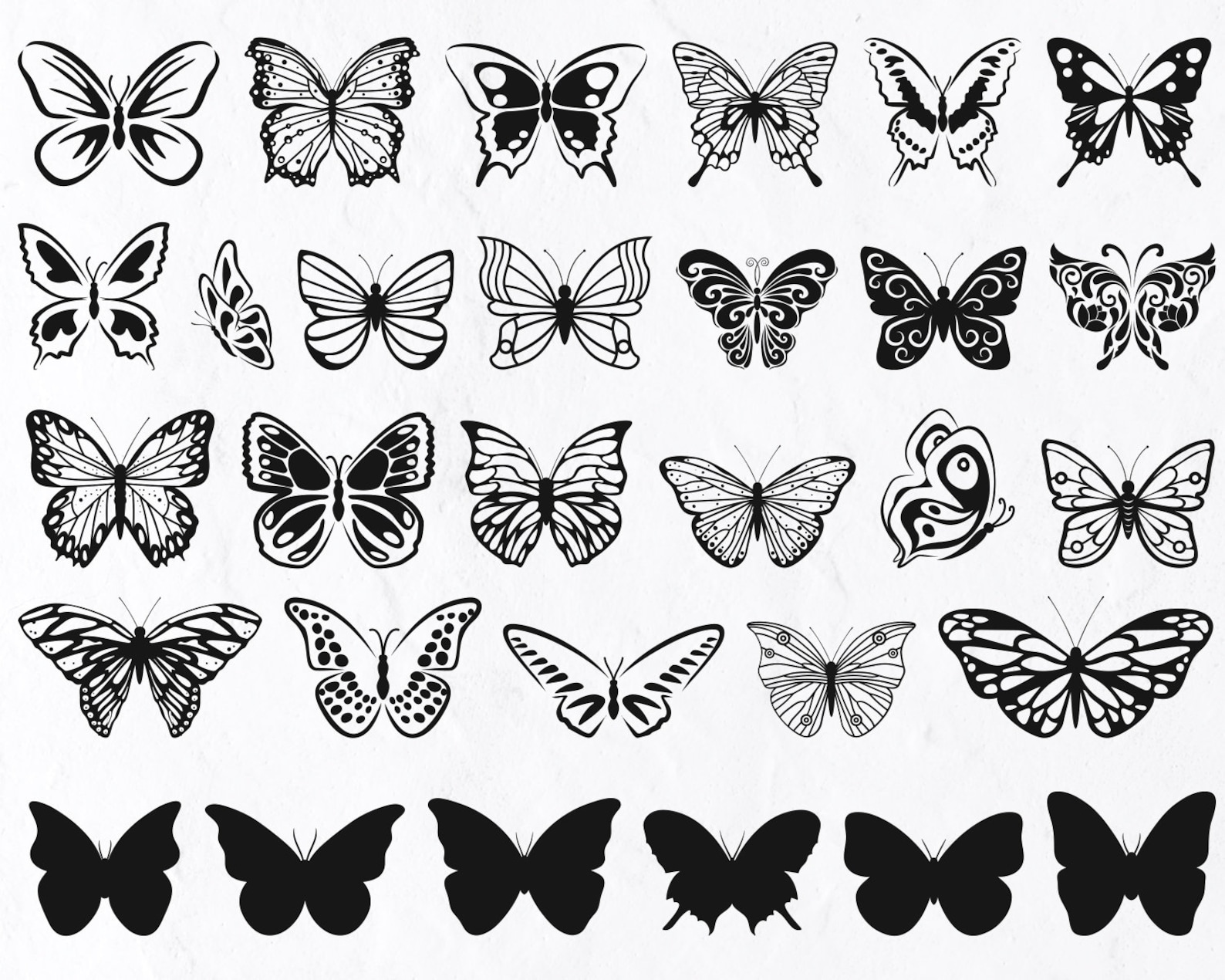 30 Butterfly SVG Bundle Butterfly Silhouette Butterfly - Etsy