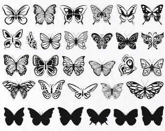 30 Butterfly SVG Bundle, Butterfly Silhouette, Butterfly Outline, Butterfly Transparent, Butterfly Png, Butterfly Cricut, Butterfly dxf