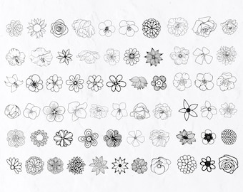 60 Hand Drawn Flowers SVG Bundle, Floral Line Art svg, Hand Drawn Svg, Hand Drawn Plants, Line Art Flower Svg, Flowers Clipart  