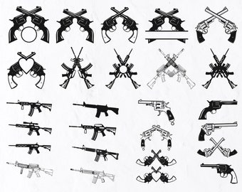 26 Weapon SVG Bundle, Pistol Collection Svg, Ar15 Svg, Ar-15 Assault Rifle Svg, Gun Svg, Ar 15 Svg, 2nd Amendment Svg, Ar-15 Crossed Svg