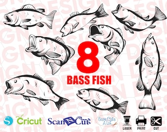 Bass Fish svg, FISHING SVG, fish hook svg, bass fishing svg, fisherman svg, fishing clipart, fishing vector, fishing cricut, fishing pole