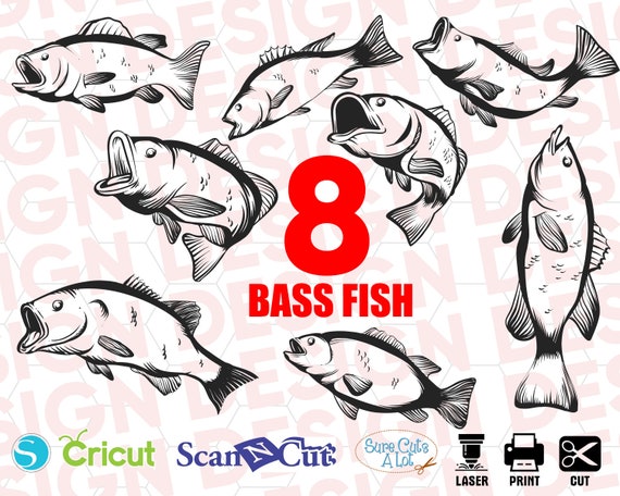 Download Bass Fish Svg Fishing Svg Fish Hook Svg Bass Fishing Svg Etsy