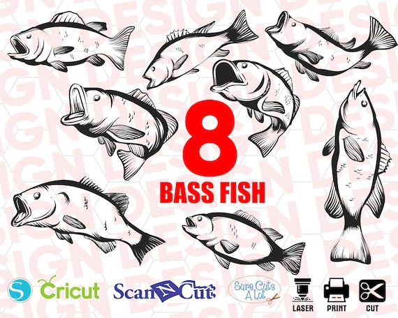 Bass Fish Svg Fishing Svg Fish Hook Svg Bass Fishing Svg Etsy