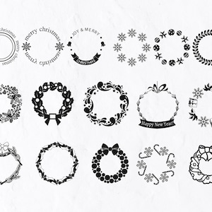 16 Christmas Wreath SVG, Holly Wreath svg, Winter Holiday svg, Christmas Svg, Christmas Sign Svg, Holly Wreath Svg, Winter Wreath Svg  