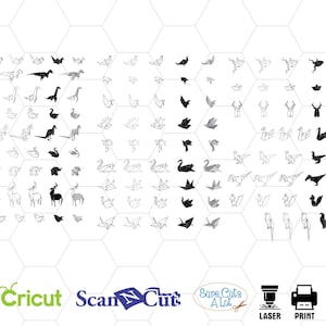fleurs en origami, origami svg, fichiers svg pour cricut, silhouette origami origami coupe fichier, origami animaux svg, svg coupe fichier eps en origami