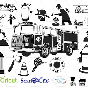 Fire Department svg, fireman svg files, fire truck svg, fireman silhouette, fireman clipart, fireman design, fire truck vector svg, dxf, png