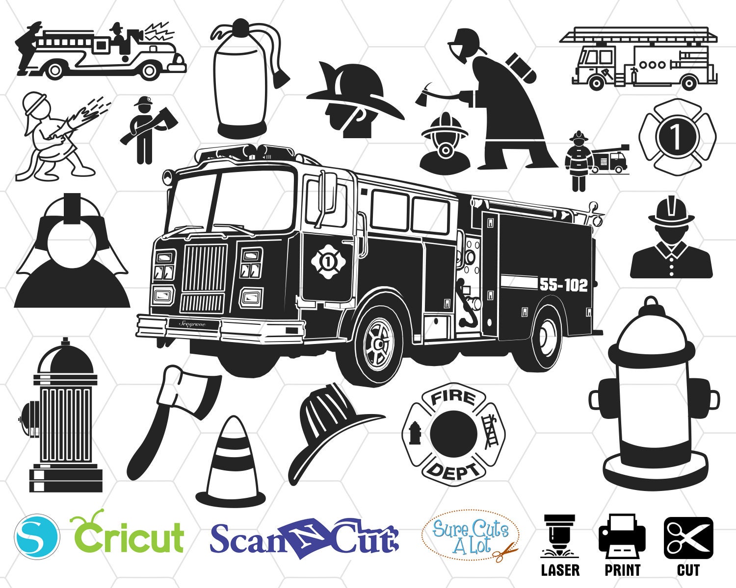 Download Fire Department Svg Fireman Svg Files Fire Truck Svg Etsy