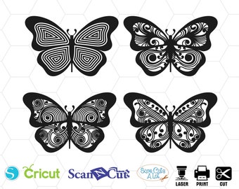 Butterfly Silhouettes svg, Butterfly Silhouettes svg, butterfly art, papercut template, papercut art, butterfly print, butterfly wall art