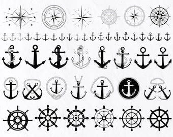 55 Anchor Bundle Silhouettes, Anchor Svg, Anchor Vector, Anchor Silhouette, Anchor Cut Files, Anchor Svg Files, Anchor Clipart