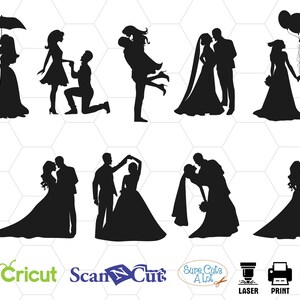 Casal de noivos svg, feliz me svg, noiva svg, noivo svg, mão e coração svg, silhueta, clipart, cricut, dxf, eps, vinil, ferro de passar, imprimir