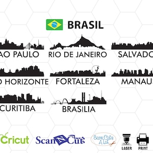 Brasil city svg, Sau Paulo svg, Rio De Janeiro svg, Salvador svg, Belo Horizonte svg, Fortaleza svg, Manaus svg, Curitiba svg, Brasilia svg