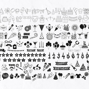 130 Party Clipart, Ballon SVG, Kerzen svg, Banner svg, Party Clipart, Geburtstag Hut Png, Party Hut Png, Geburtstag Ballons Clipart, Party Hut
