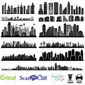 Rascacielos de la ciudad silueta svg paquete, skyline svg, city svg, rascacielos svg, town svg, building svg, skyscraper design, city vector svg svg