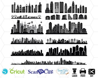 City skyscrapers silhouette svg bundle, skyline svg, city svg, skyscraper svg, town svg, building svg, skyscraper design, city vector svg
