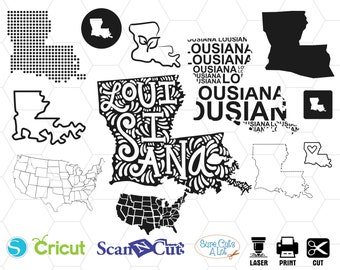 louisiana state svg, louisiana map svg, usa svg, uniten state svg, clipart, outline, dxf, svg, eps, png, design, print, monogram, vinyl