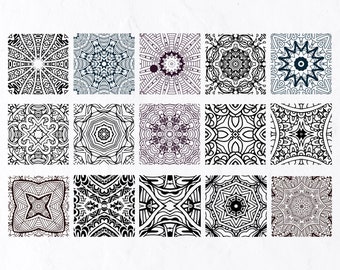 17 Seamless Square Patterns svg, Mandala Pattern SVG, Mandala Seamless, Zentangle Svg, Geometric Design Svg, Geometrical Pattern